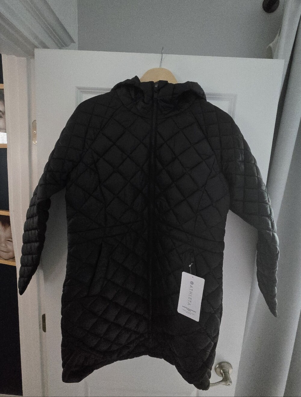 Womens Athleta Black Quilted Hooded Puffer Jacket New With Tags S Small